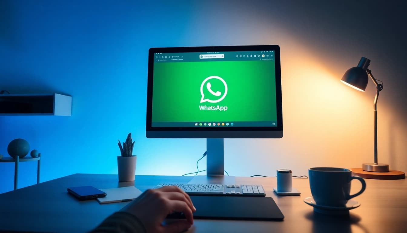 现代化工作区中的 WhatsApp Web 界面，体现快连官网的创新通信功能。