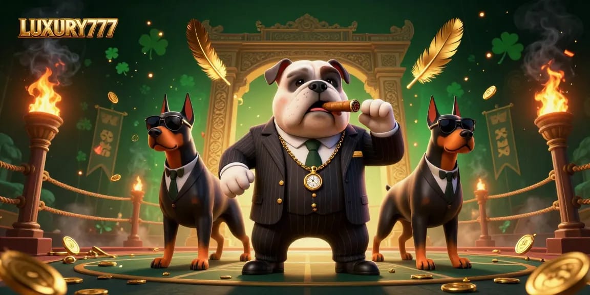 Menggali kemenangan besar di LUXURY777 dengan ilustrasi kasino mogul di arena pertarungan.