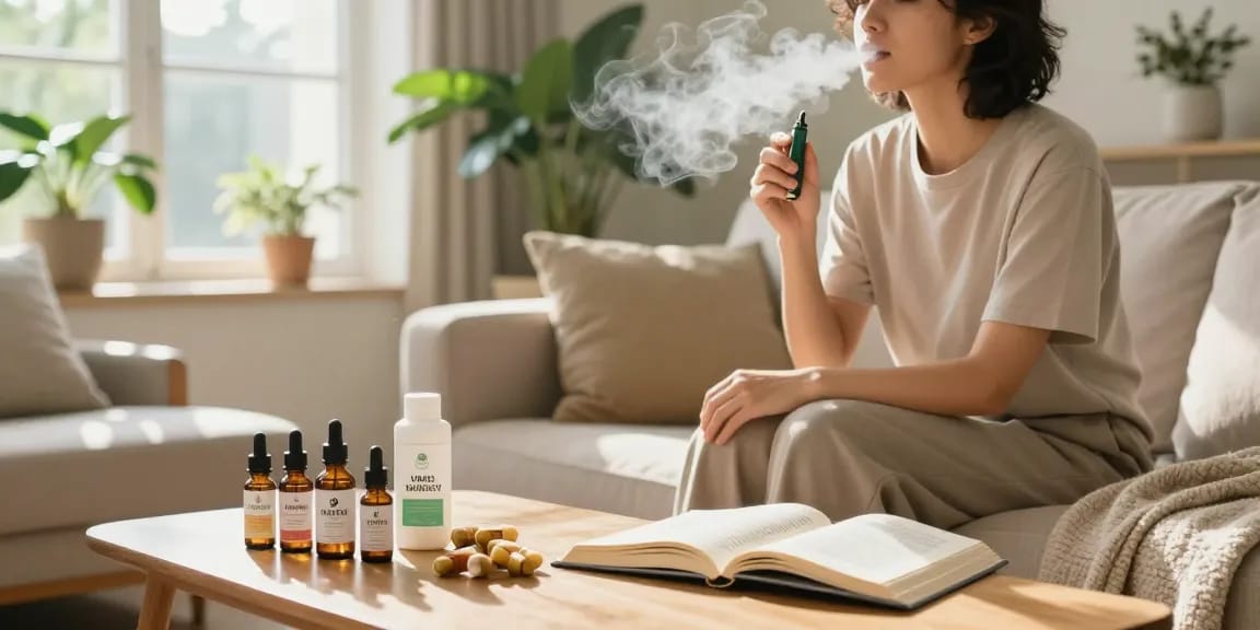 what is thc vape used for with CBD oils and vape devices in a warm wellness space
