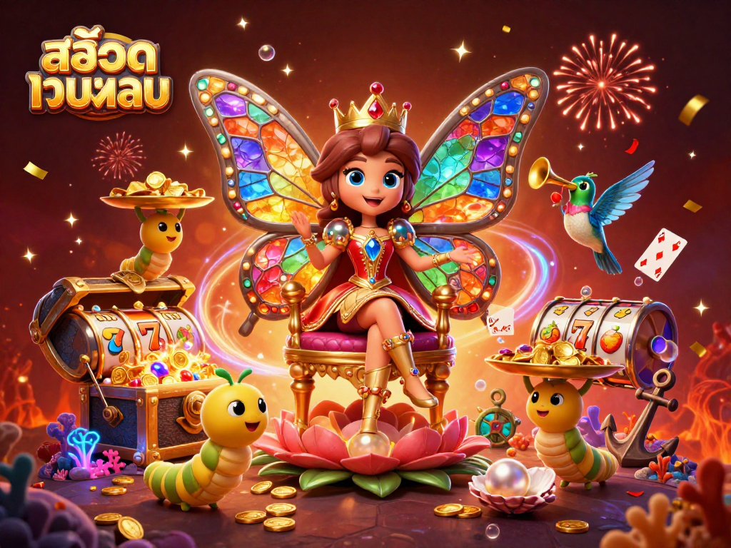 Play the exciting สล็อตเว็บตรง slots with colorful gems and vibrant characters in an ultra-detailed 3D illustration.