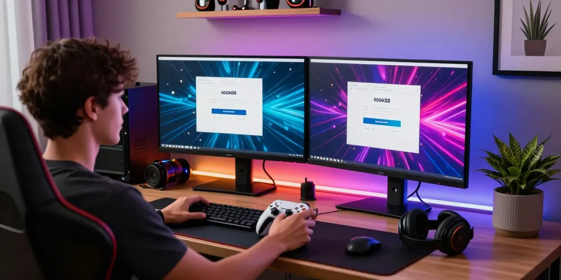rokok88 login screen displayed during an immersive gaming session at a modern gaming setup