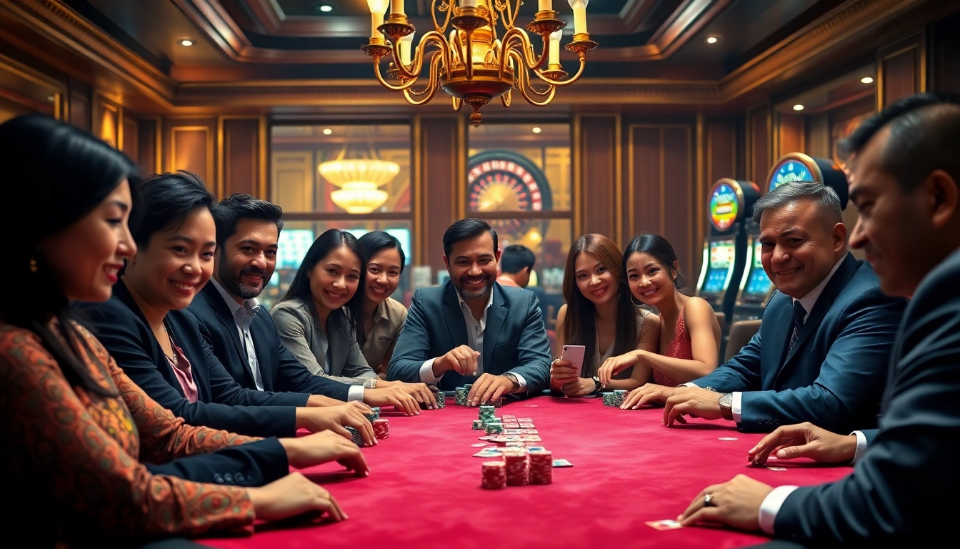 Engage in high-stakes poker action at an elegant casino inspired by https://hanoiculturetravel.com/ with vibrant players and atmosphere.