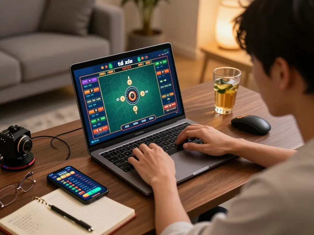 Tài xỉu sunwin online gaming session showing a player engaged in strategic betting.