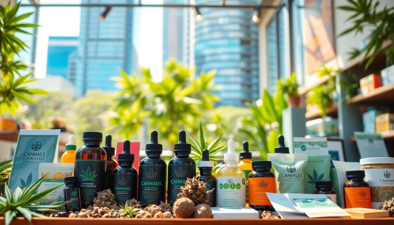 Explore premium sites to buy weed with an inviting cannabis marketplace display highlighting various products.