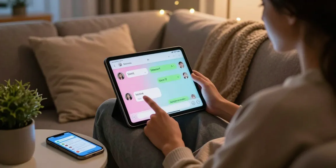 Engaging in sex ai chat in a cozy home setting with warm lighting and digital devices.