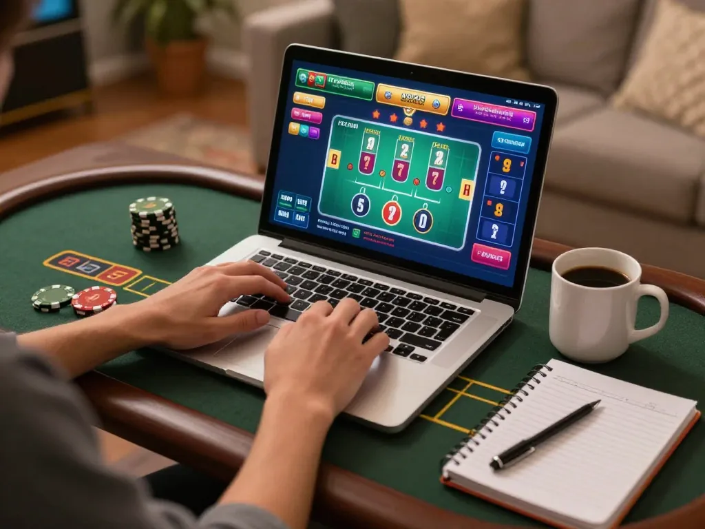 Engaging gameplay on zx88com with a vivid blackjack setup at home, showcasing a cozy gaming atmosphere.