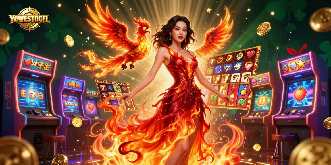Engage with YOWESTOGEL through thrilling slot machine excitement and vibrant casino imagery.