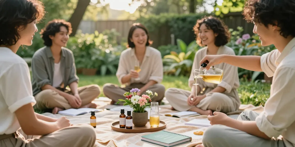 Muha Meds CBD oil enjoyed in a peaceful outdoor wellness gathering, highlighting natural wellness and organic lifestyle.