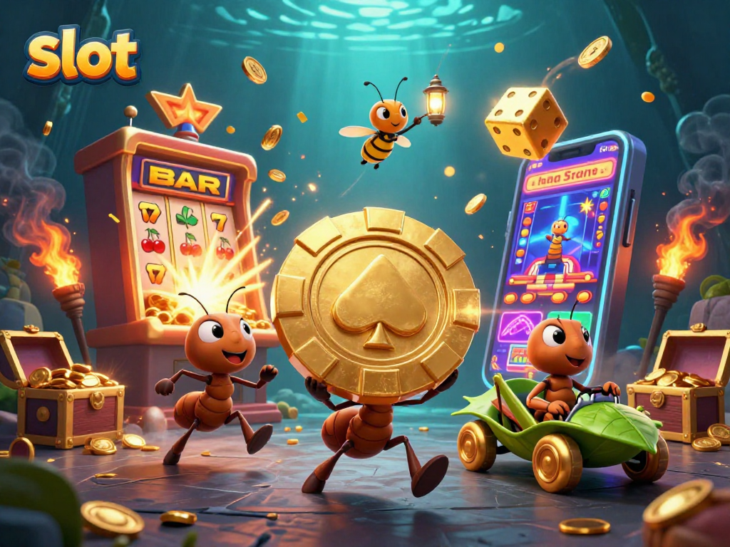 Experience thrilling slot action with winning ants and a jackpot machine!