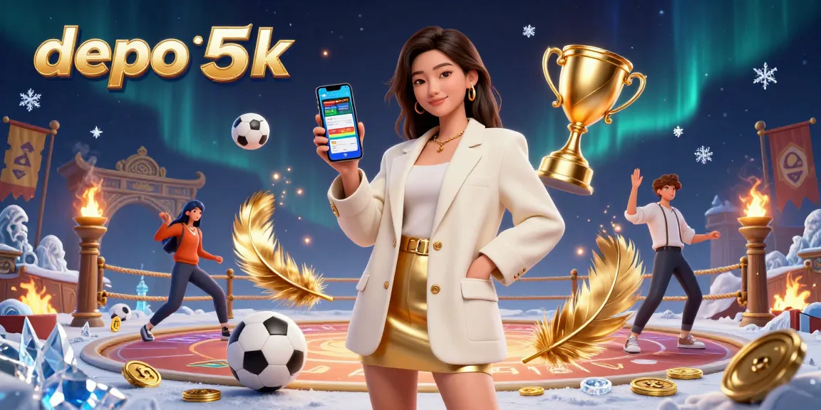 Engage in thrilling gameplay at depo 5k with a beautiful Asian woman displaying a sports betting app.