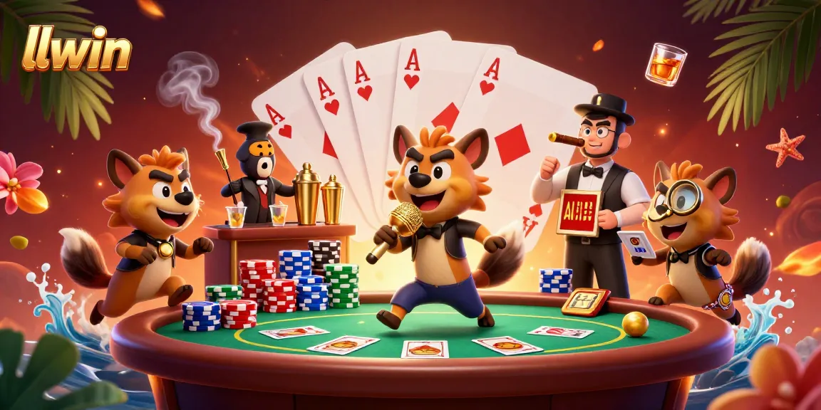 llwin hyenas run a comedy casino club, mixing drinks, and checking IDs in a vibrant scene.