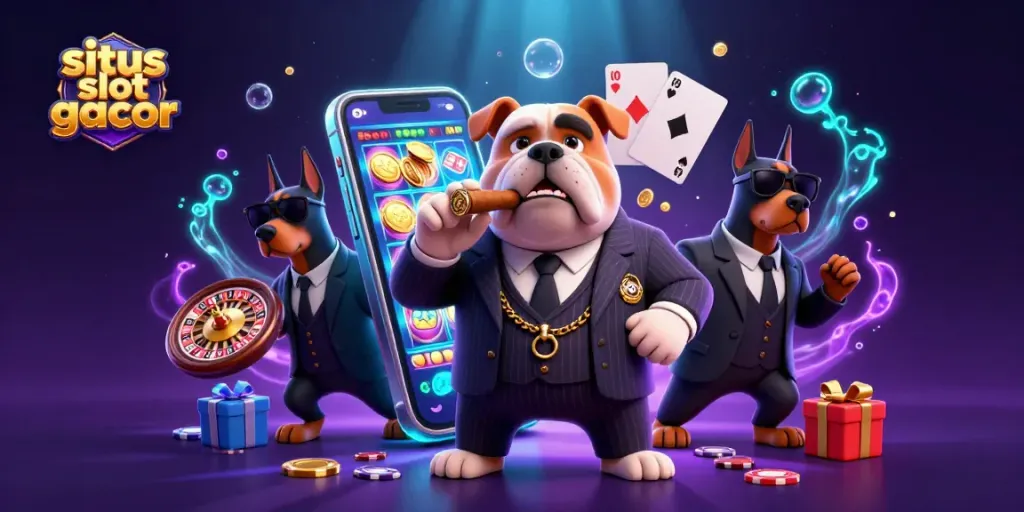 Permainan slot gacor yang menarik di situs slot gacor, menampilkan karakter kartun 3D dan elemen kasino menarik.
