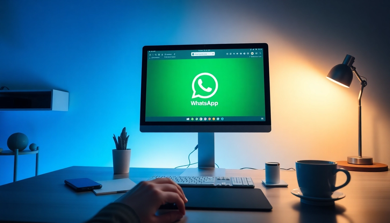 现代化工作区中的 WhatsApp Web 界面，体现快连官网的创新通信功能。