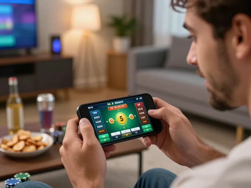 Engaging gameplay experience at betbet with user actively placing bets on a mobile device.