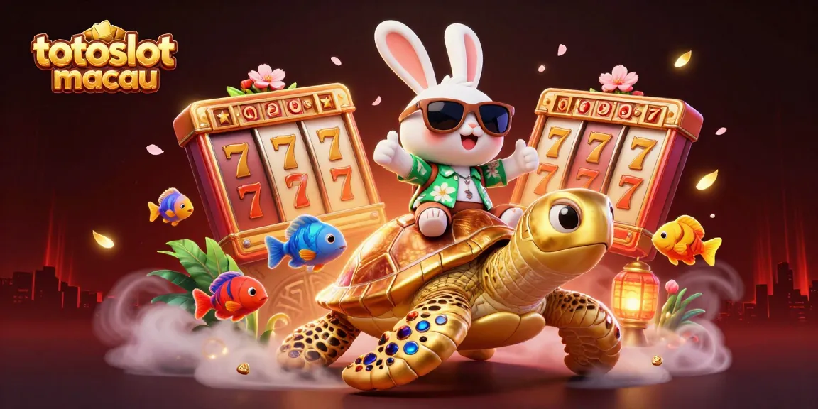 Experience exciting gaming at totoslotmacau with a vibrant illustration featuring luck symbols and casino elements.