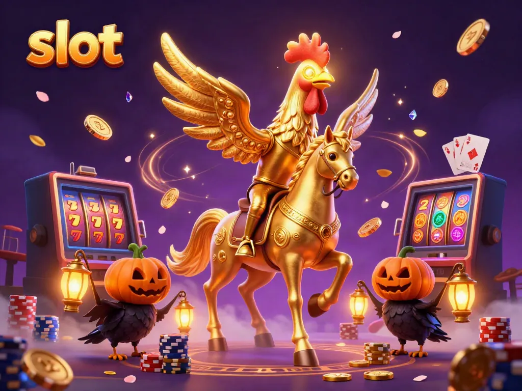 Engage with exciting slot action featuring a golden rooster in a magical casino.