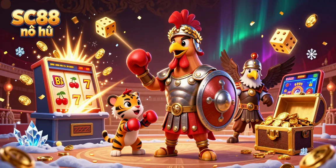 Experience the excitement of SC88 nổ hũ with vibrant coins and jackpot action in a thrilling casino scene.