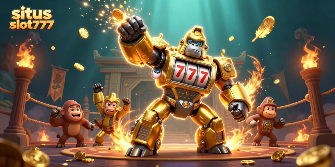 Spin the reels and experience excitement with situs slot777 in a vibrant illustrated casino scene.