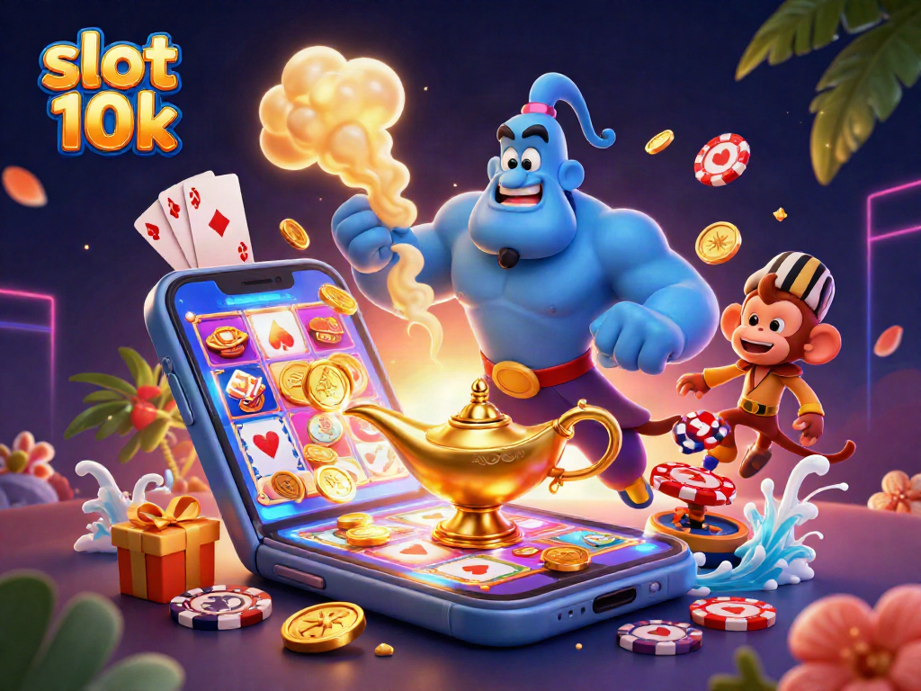 Experience the thrill of slot 10k with fortune-filled characters and vibrant casino elements bursting to life.