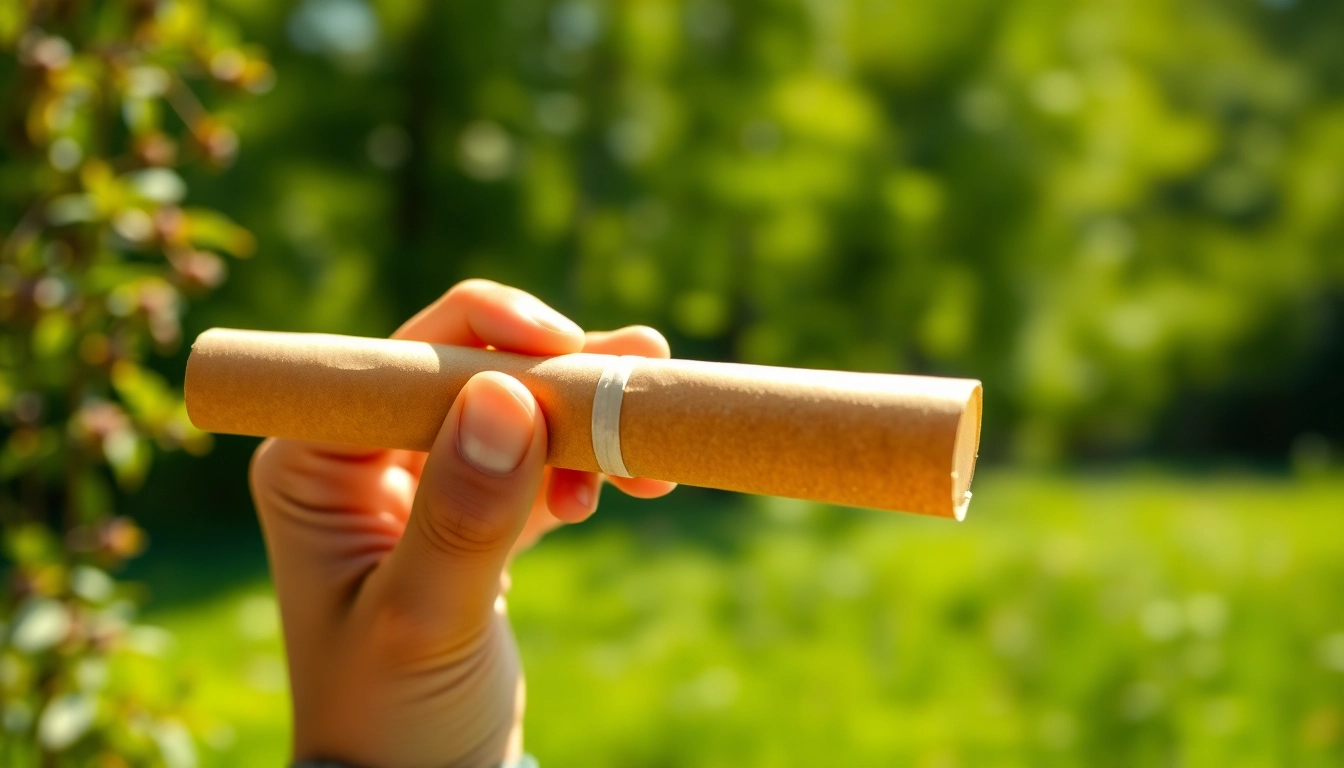 Enjoy a hhc pre roll showcased in a tranquil outdoor setting, highlighting its details.