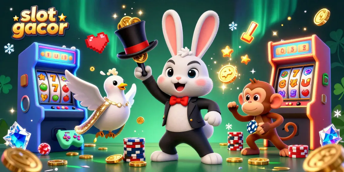 Win big with slot gacor in this vibrant 3D casino illustration showcasing magical characters and exciting gaming elements.