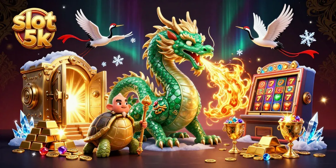 Play slot 5k and win big with colorful reels, golden treasures, and lucky charms in this 3D illustration.