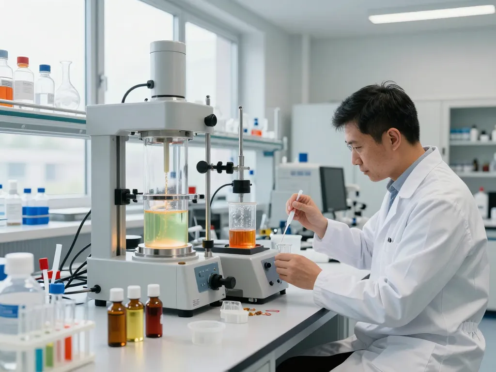 Cannabinoid manufacturer Europe analyzing extracts in a modern lab.