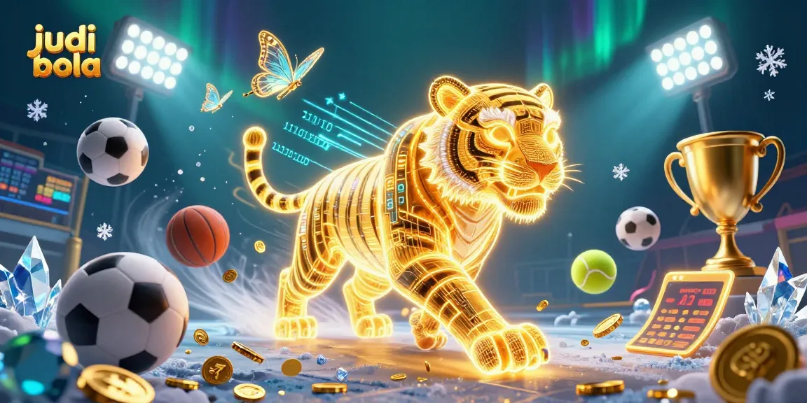 Experience judi bola action with a neon tiger in a digital sports betting world.