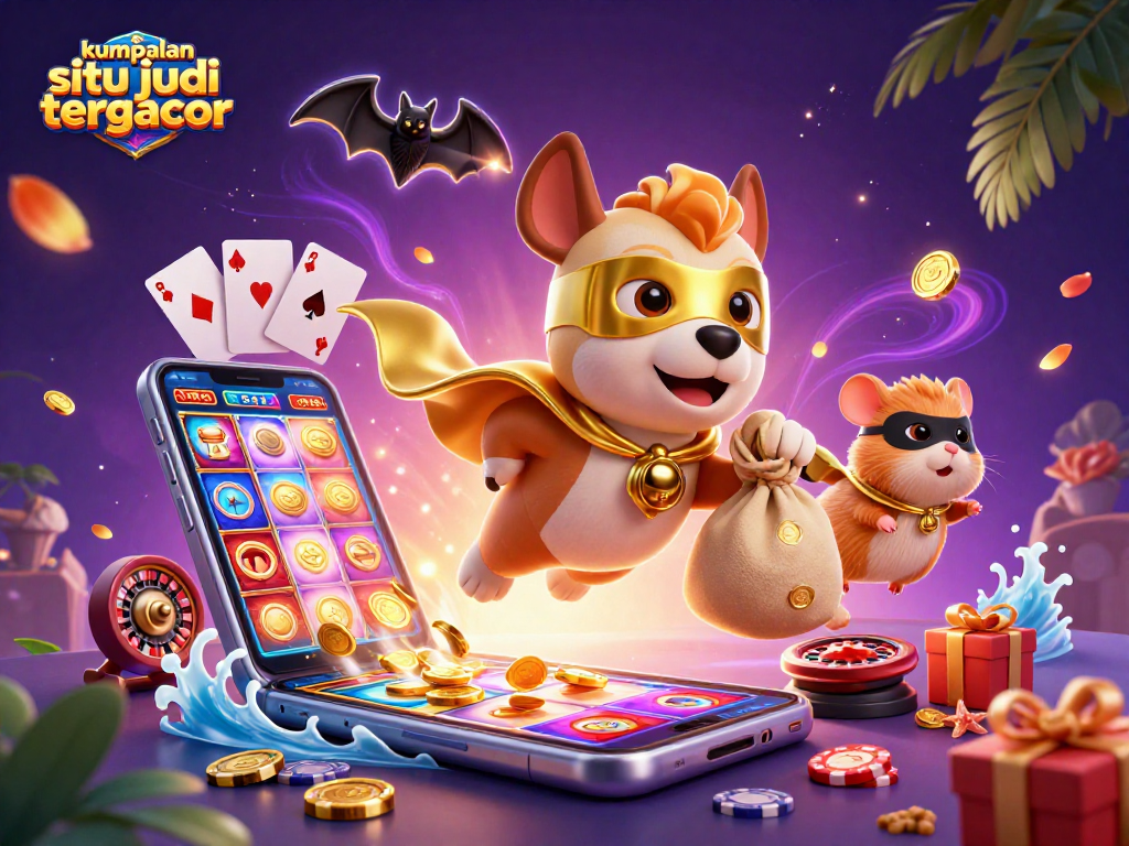 Kumpulan situs judi tergacor menunjukkan superherodog 3D mengangkut koin emas di tengah permainan kasino!