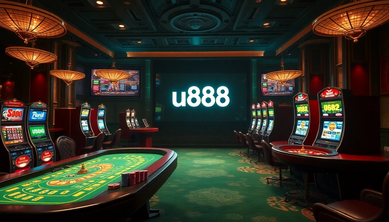 Experience the thrill of u888 online gambling with vibrant casino tables and slot machines.