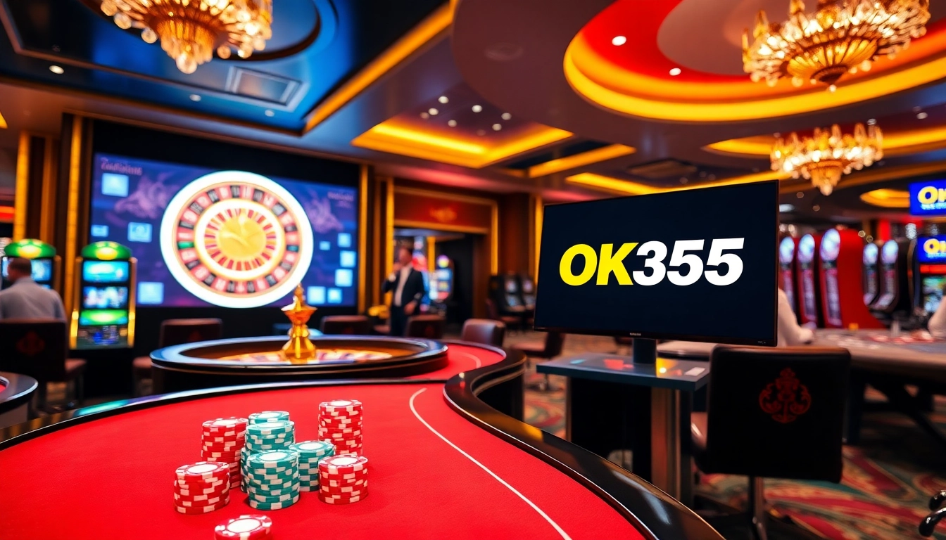 Experience the thrill of OK365 at a vibrant casino table with engaging gameplay.