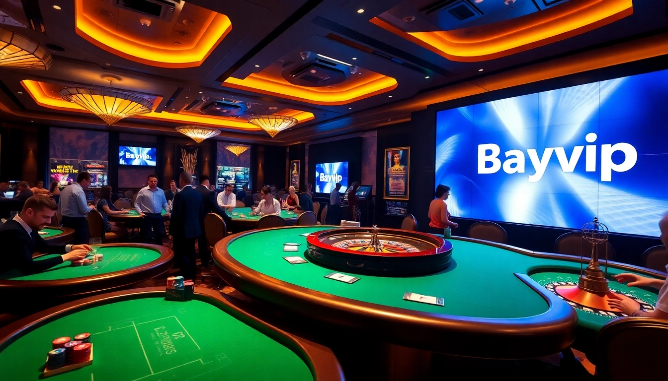 Experience thrilling gameplay at Bayvip as players engage at glamorous casino tables.