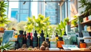 Explore premium sites to buy weed with an inviting cannabis marketplace display highlighting various products.
