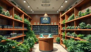 Engaging display at sites to buy weed featuring quality cannabis strains in a professional setting.