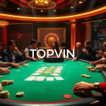 Topvin presents an engaging poker scene with players immersed in high-stakes excitement.