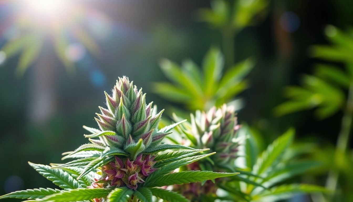 Exquisite Miami Runtz strain buds highlighted against a lush green background.